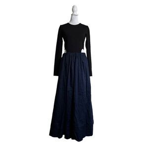 Something Navy Womens Maxi Cutout Dress Long Sleeve Blue Black Designer US Small
